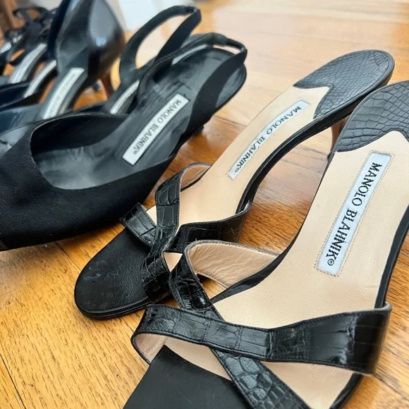 Lot of 12 Manolo Blahniks ALL NEED HEEL TIP REPAIR Sz 36.5, 37, & 36 - Picture 9 of 10